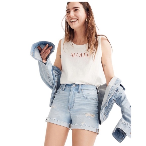 Madwell - Mid Rise Denim Distressed Shorts Sz 27 - Picture 1 of 7